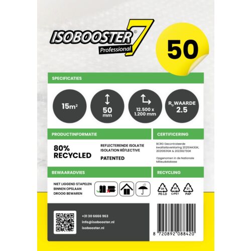 Isobooster Professional Rd 2.5 / 50 mm. 12500x1200x50mm. (15 M²)